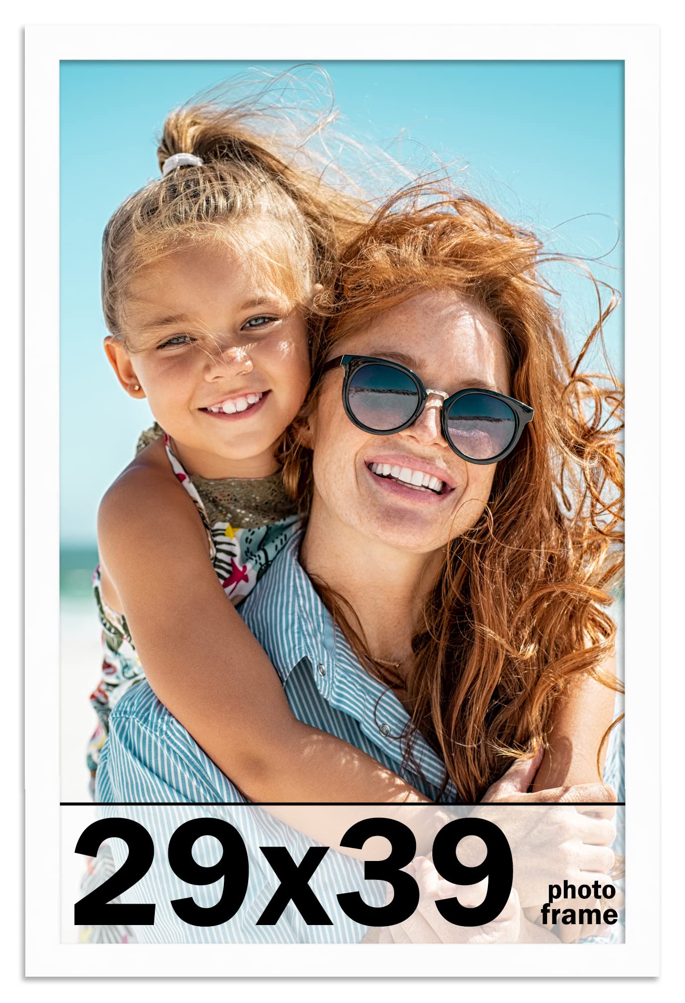 Amazon.com - 29x39 Frame White Solid Wood Picture Frame Includes